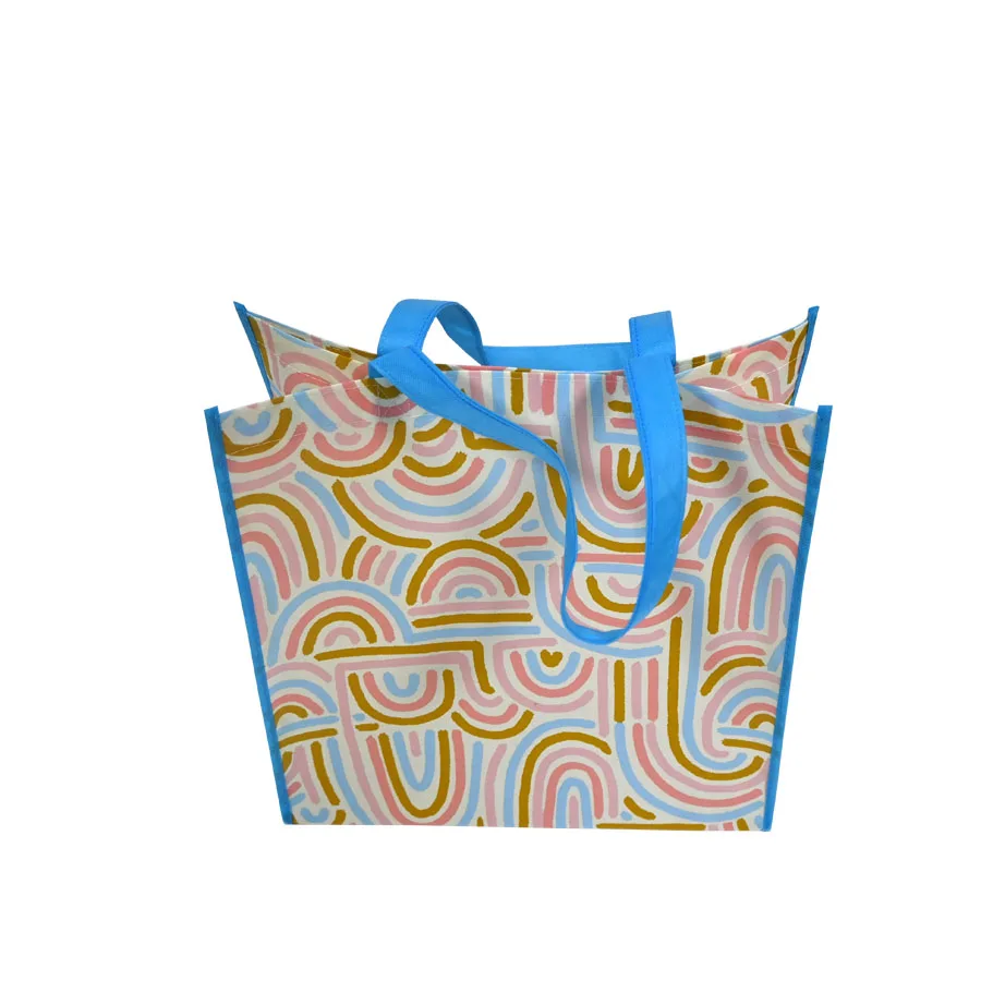 Рекламный логотип напечатанный Pp Non Woven тканевые рулоны сплетенные сумки для покупок нетканые сумки/