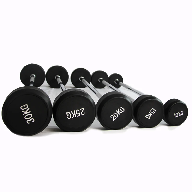 New innovative fitness barbell training  rubber  barbell straight  curving barbell