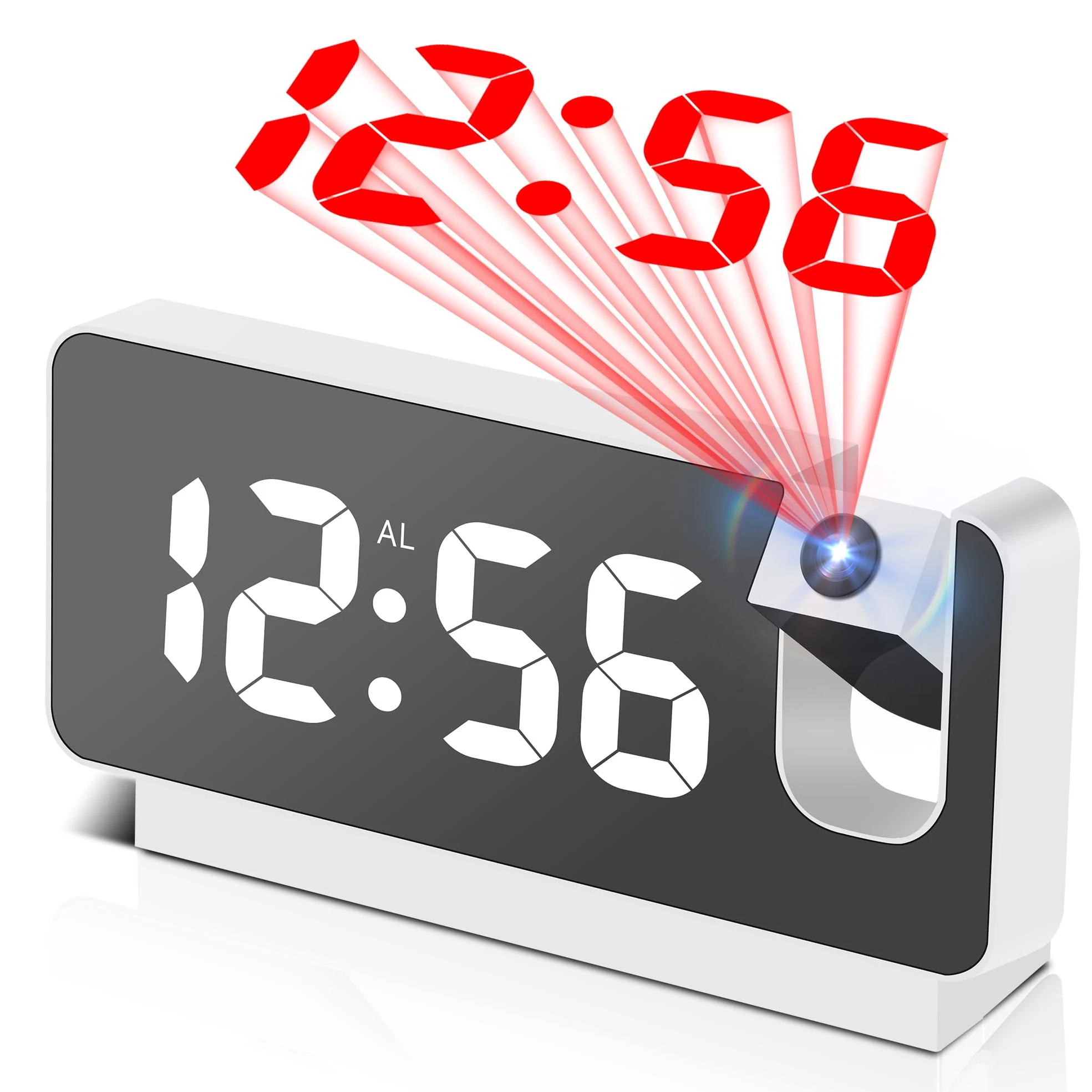 Projection Alarm Clock for Bedrooms LED Digital Clock with  Projector on Ceiling Wall Snooze Brightness Temperature