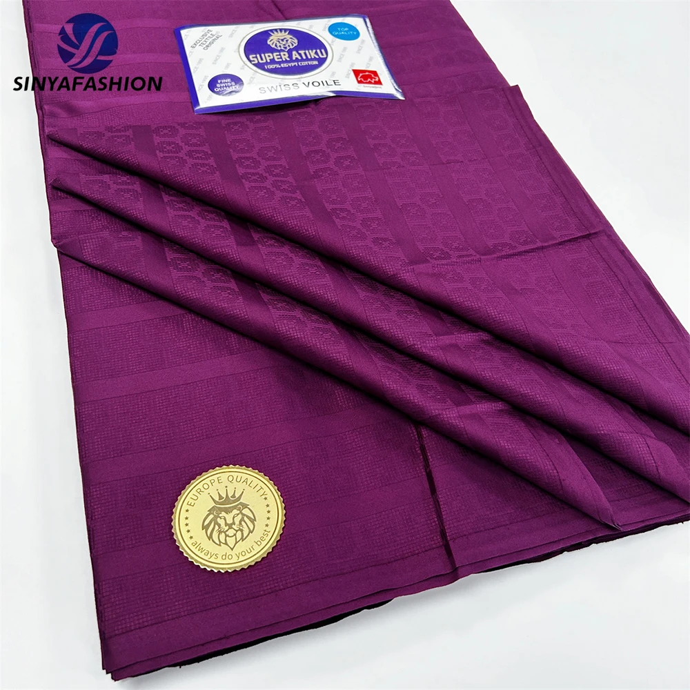 Sinya High Quality 100% Egypt Cotton Super Atiku Fabric African Men Lace 5 Yards Swiss Voile Men Fabric