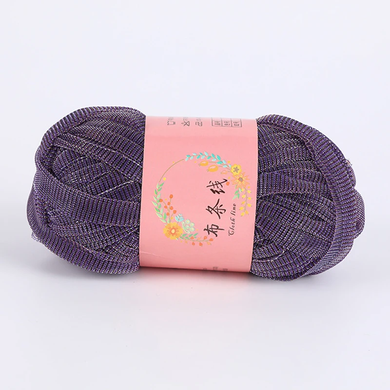 ZENGLONG 50g 100% polyester 30m length tshirt yarn oem dyed fancy yarn printed hand knitting crochet woven bag rope t-shirt yarn