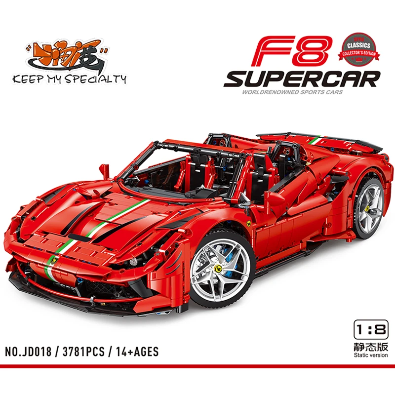 JDM F8 High-Tech Series Super Car JD018 Building Blocks Model Remote Control MOC Block toy Racing Car Brick Gift for Adults kids