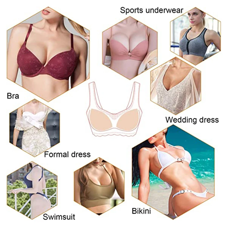 Women Bikini Invisible Bra Inserts Transparent Push Up Sponge Bra Pads Adhesive Triangle Foam Invisible Inserts