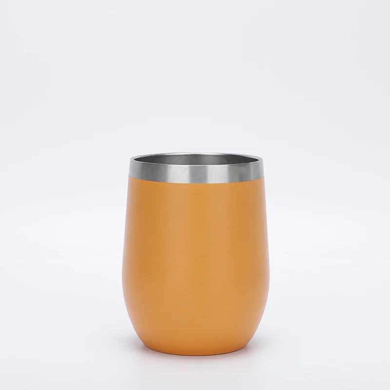 top seller 12oz double wall stainless steel custom wine tumbler insulated vacuum egg shape mugs wine glass with lids