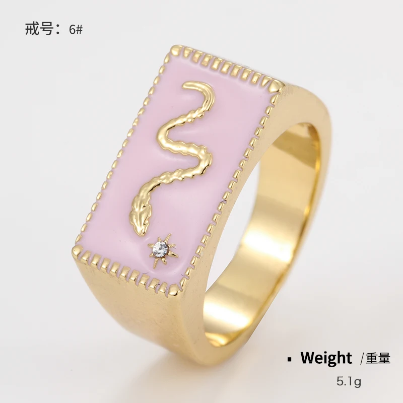 Custom Jewelry Factory Wholesale Copper Eye Ring Chunky Signet Rings Black Enamel Ring For Women