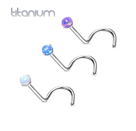 Лидер продаж, кольцо для пирсинга носа G23 с титановым опалом и верхним винтом, ювелирные изделия для пирсинга носа с опаловым шариком, кольцо-гвоздик для носа