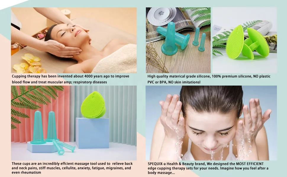 4 pcs Vacuum Cupping Massage Silicone For Face Massage Cans Anti Cellulite Face Massager Cupping Set Family Vacuum Jars Cups