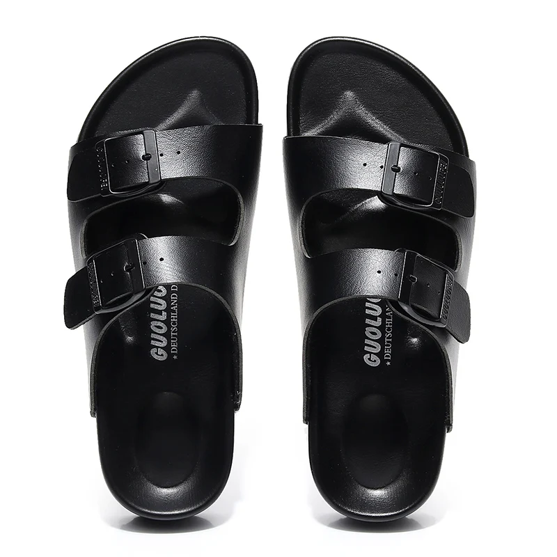 summer slippers casual quality home indoor outdoor men pu leather slippers for men