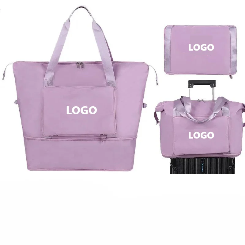 custom logo  Waterproof Foldable duffel bags for gym and  Yoga Weekender bag durable folds for easy storage  travel tote bag