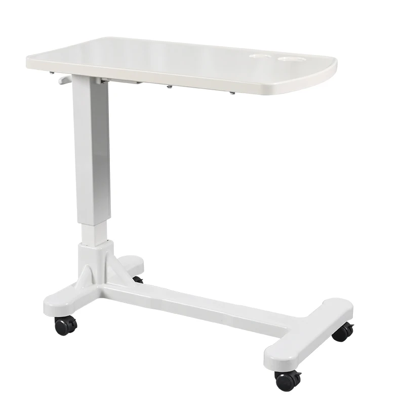 hospital multi-function height adjustable movable folding ABS Plastic overbed Table with factory direct price