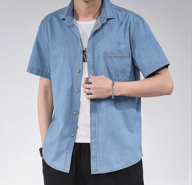 Cowboy tshirt printing embroidery New OEM logo fashion short sleeve cotton customized jean t shirt