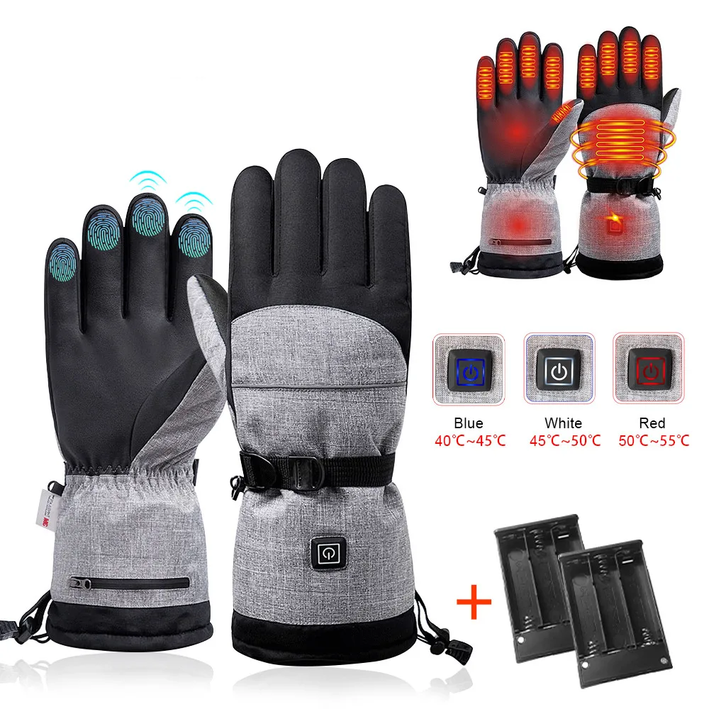 Winter Heating Gloves Waterproof Snowboard Cycling Moto Ski Outdoor Touch Screen Cotton Hand Warmer Electric Thermal Gloves