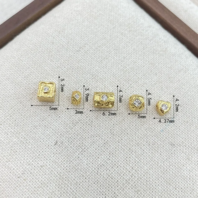 Unique S925 Sterling Silver Lava Texture Round Beads Irregular Meteorite Surface Tube Beads For Jewelry Making Supplies