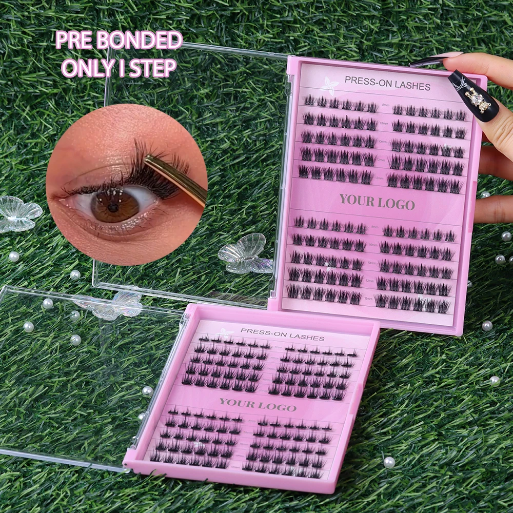 Handmade Adhesive Cluster Eyelash Natural 3D Press on Lashes No Glue Cluster Lashes Wholesale