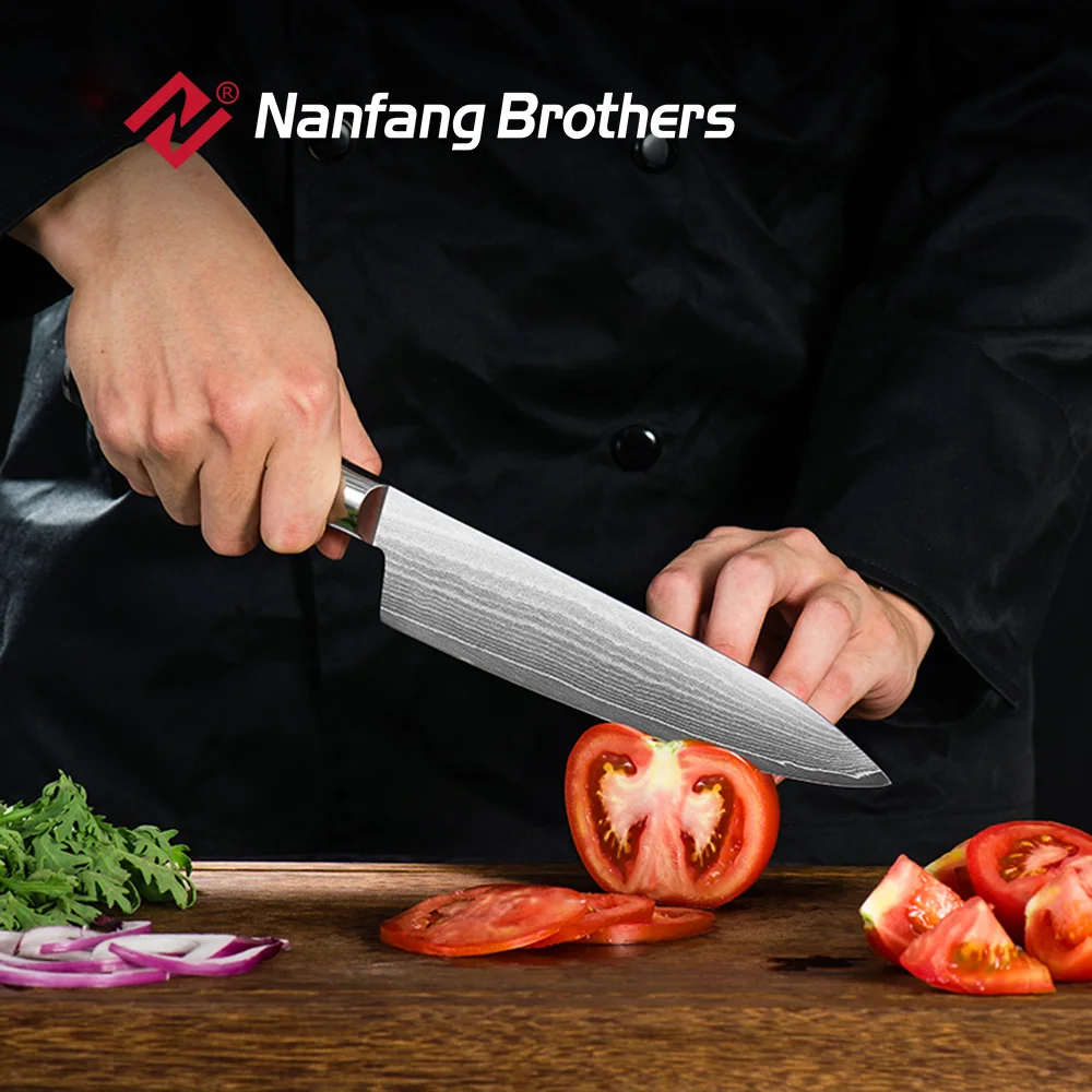 Nanfang Brothers Ultra Sharp Damascus Kitchen Knife Pro Micarta Handle Chef Knife