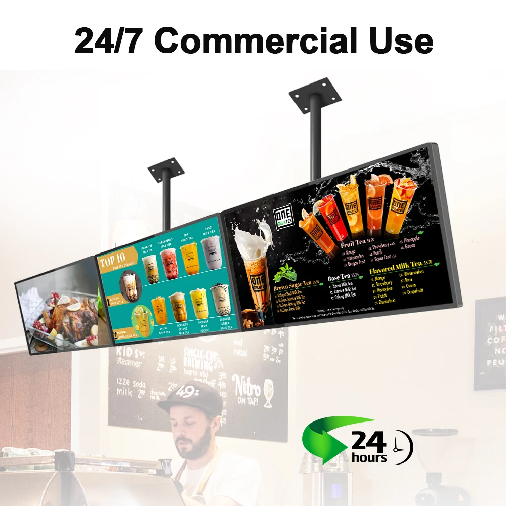 High Brightness 55 Inch LCD Display Advertising Player Remote Control Digital Menu Board Restaurant Wall Hanging SDK Function