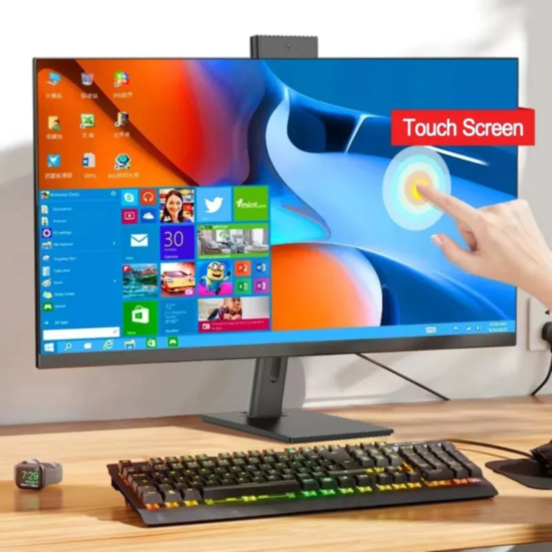 24-дюймовый моноблок Core i7 настольный компьютер 5500U CPU 8 ГБ оперативной памяти 256 SSD OEM/ODM игровой AIO все в одном ПК с аккумулятором UPS