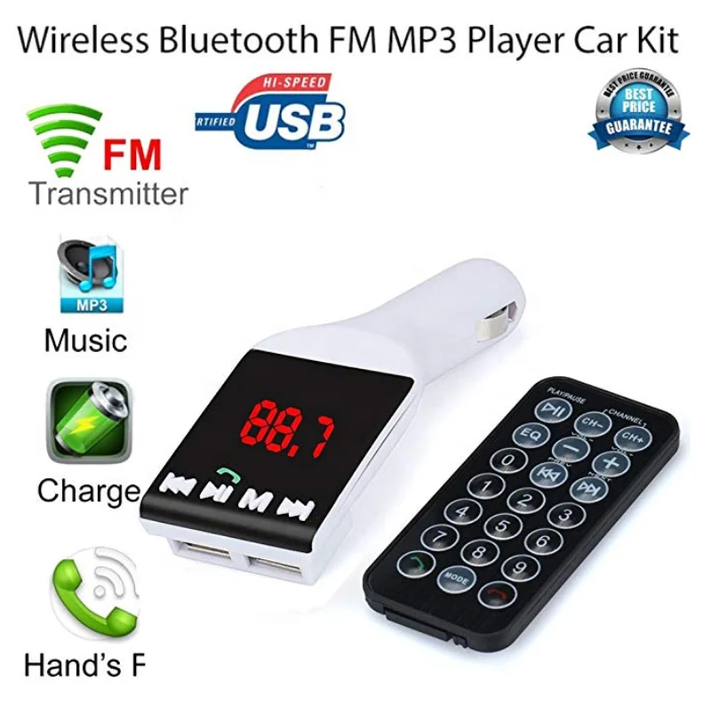 Автомобильный MP3-плеер с синими зубьями автомобильное зарядное устройство двумя USB беспроводной стерео адаптер приемник музыкальный плеер FM-передатчик для
