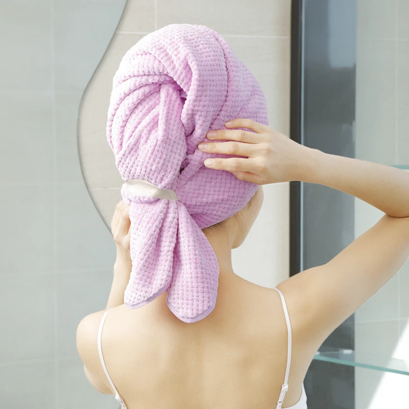 China factory direct accept Custom Logo wholesale 70*110cm hair towel turban microfiber drying cap head towel cap for hair