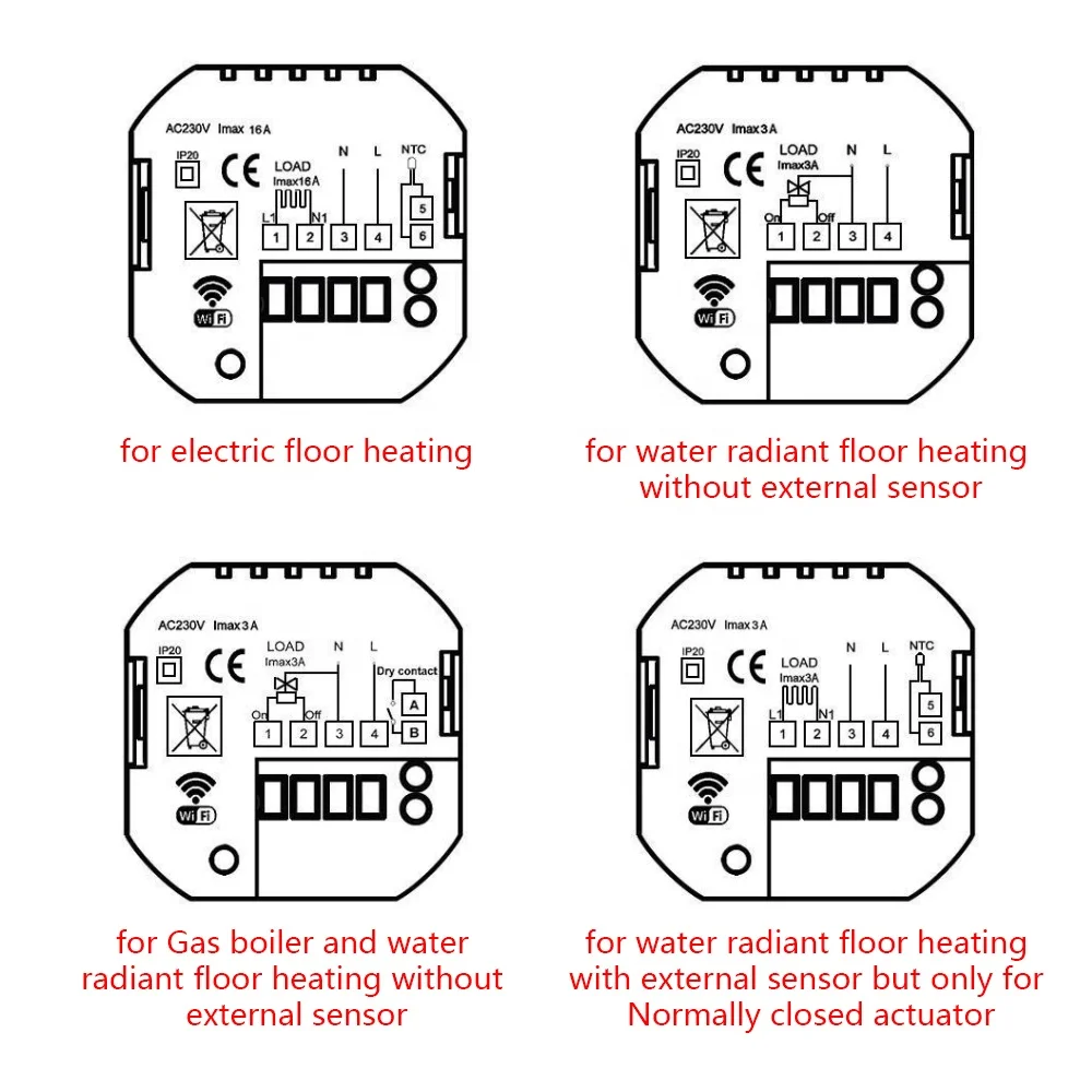 Heat Cool Home Airconditioning Air Conditioner Digital Tuya Wireless Refrigerator Wifi Thermostat For Hotel Pipe Mixing Valve