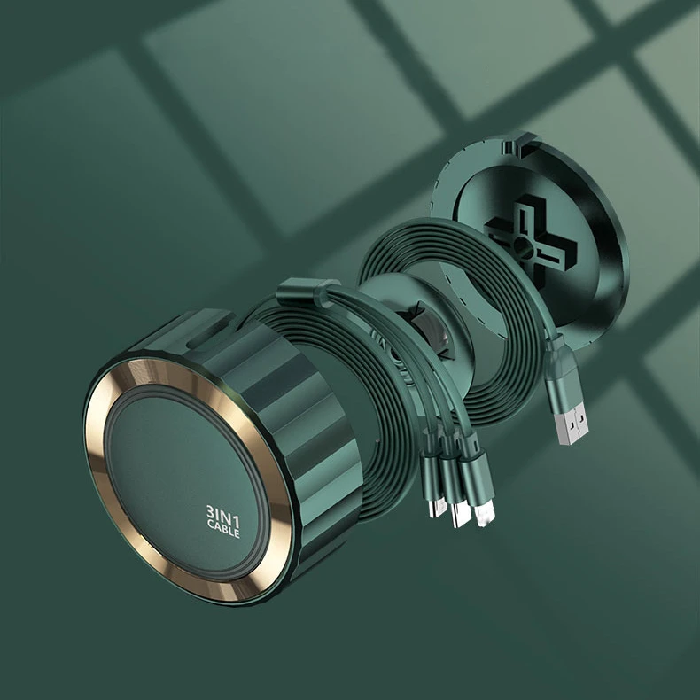 3 in 1 charging cable mobile phone charging line 3A fast charging telescopic cable