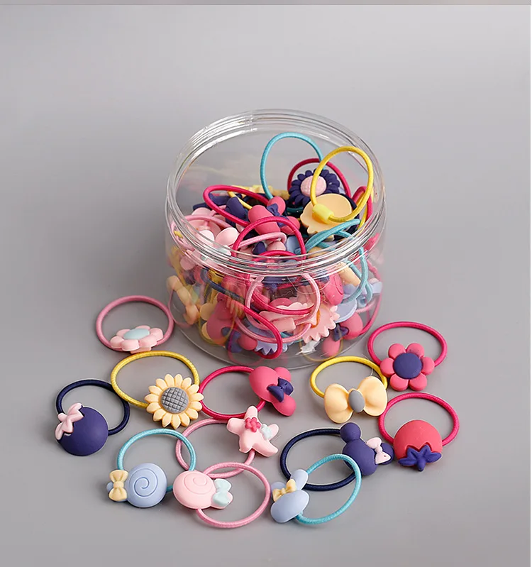 40pcs/box Baby elastic Hairband Cute cartoon headwear girl rubber band Hair accessories