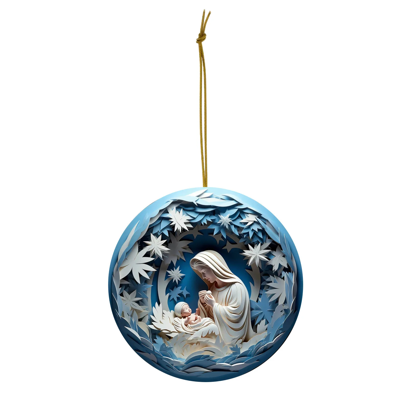 2024 Cross-Border New Christmas Jesus Car Pendant Acrylic Stereo Vision Jesus Birth Blessing Card Pendant Christmas Decorations
