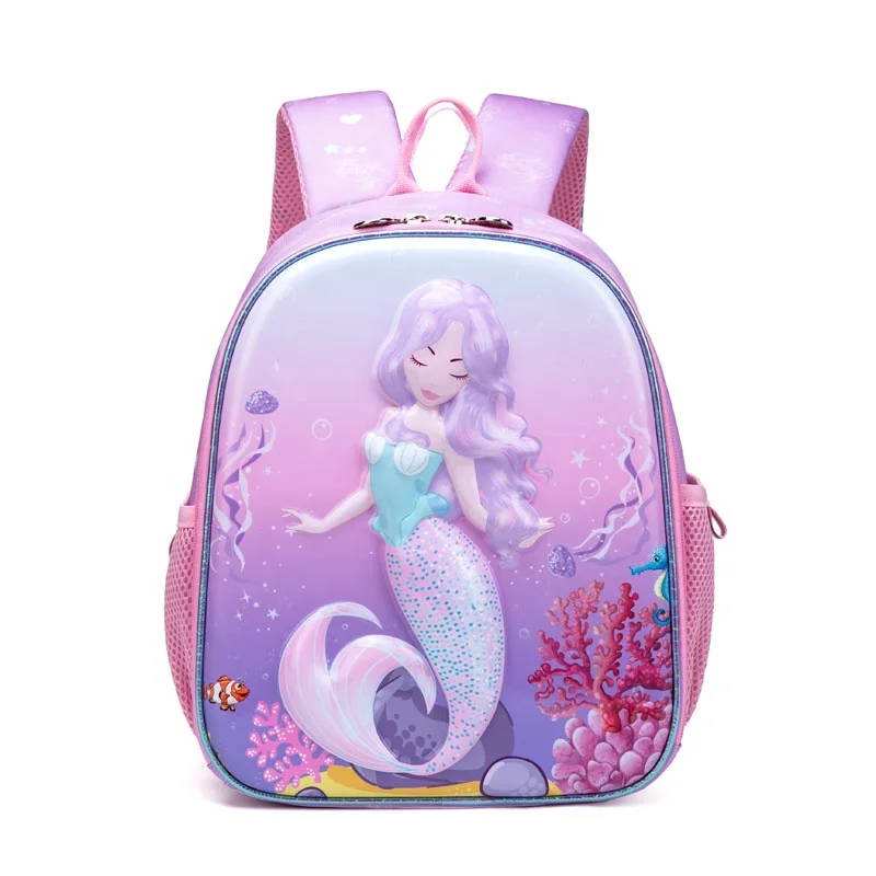 Popular for Kindergarten Backpacks Purple Mermaid Eva Waterproof for Girls School Bags 2022 New Design Existing Goods Cute OEM