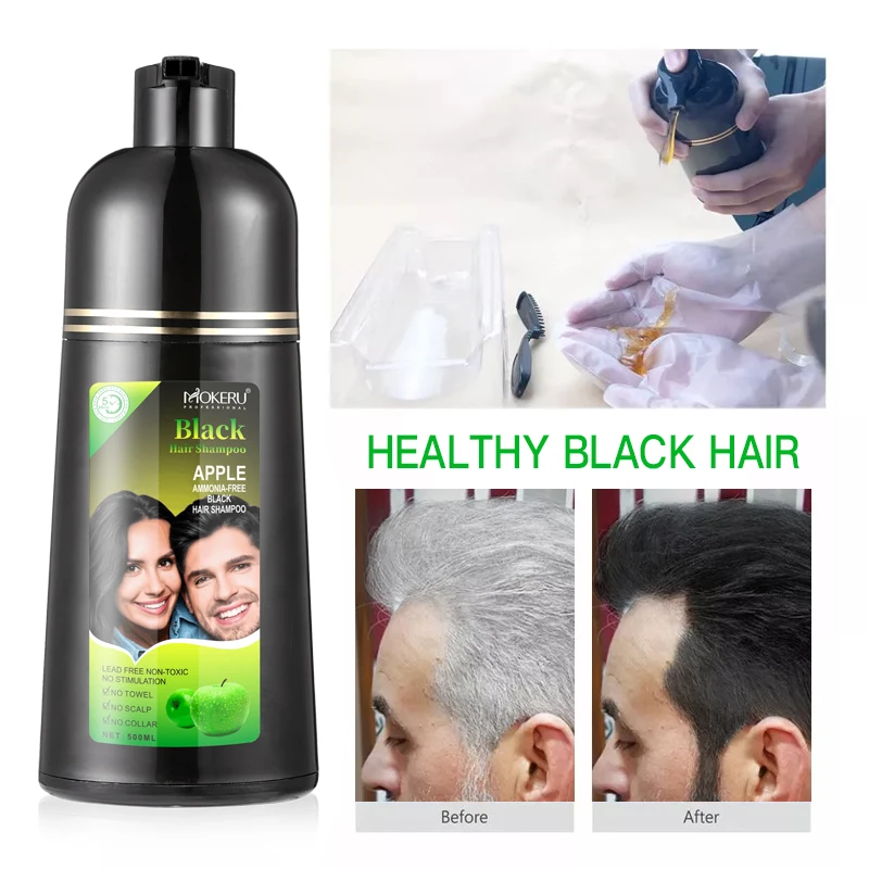 500ml Permanent Organic Natural Fast Hair Dye Plant Essence Black Hair Color Dye Shampoo Cover White Hair No Side Effect