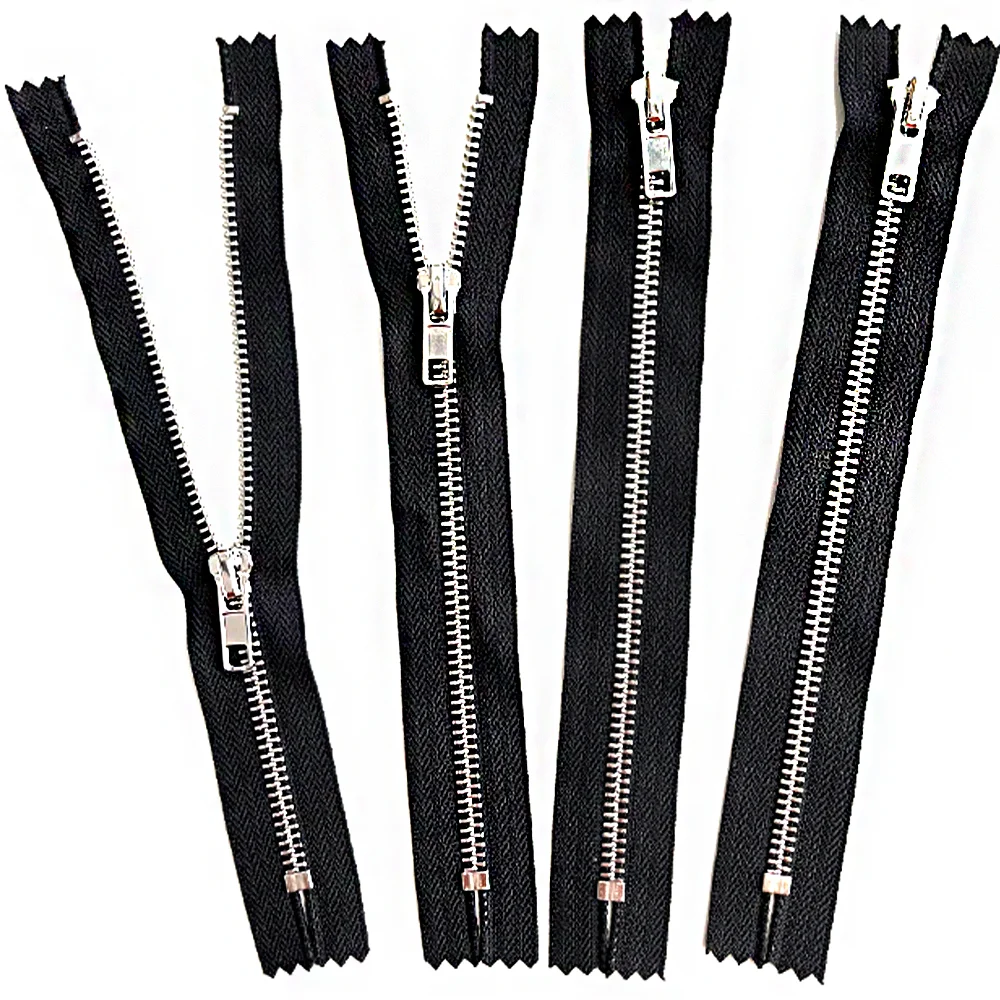 High Quality OEM Nickel Color Auto Lock Slider Closed End 5# Brass Y Teeth Paint Metal Zipper For Jeans