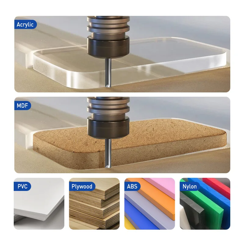 Two Flute Straight Bit End Mills CNC Router Bit Set Woodworking CNC MDF Cutting Bit