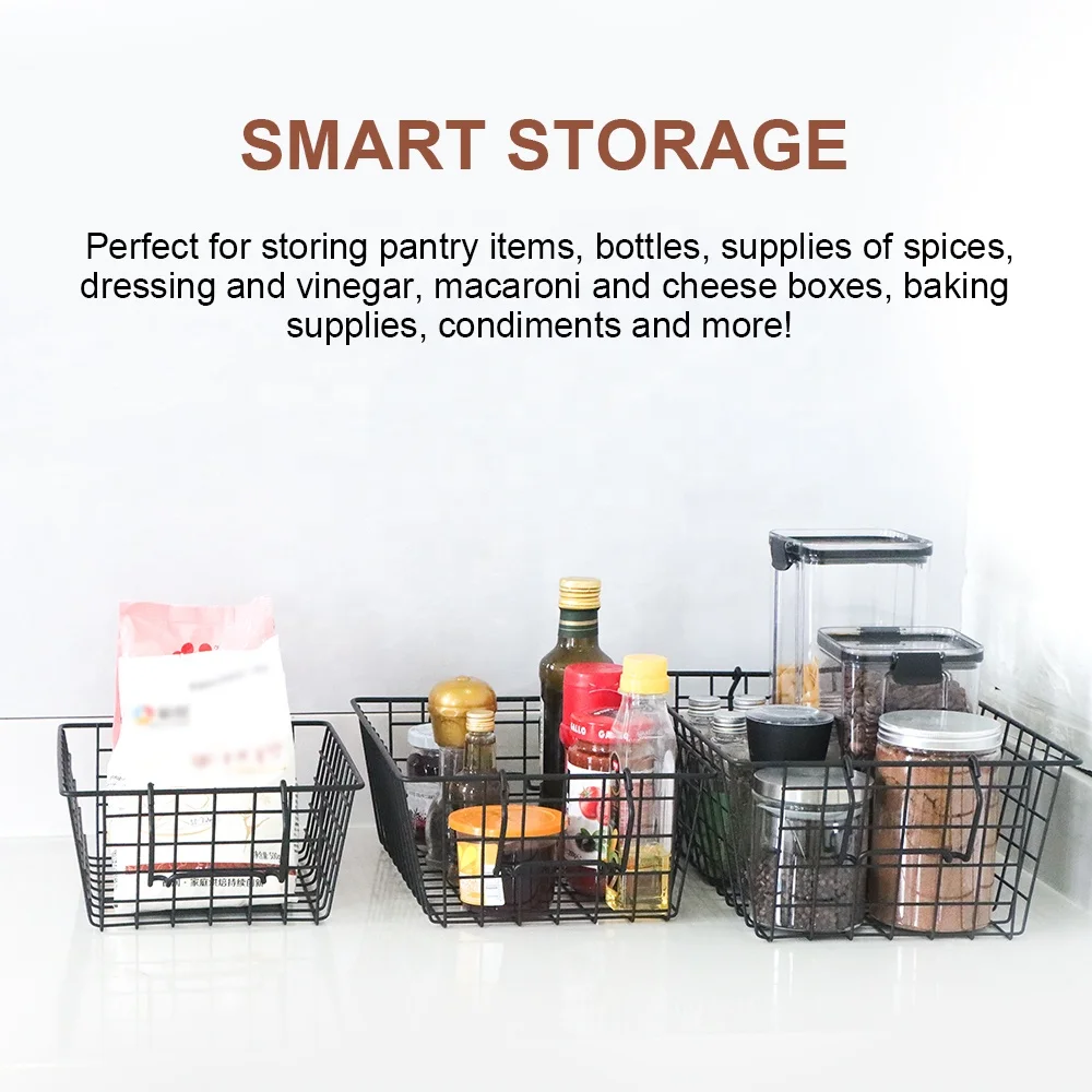 Customized Home Decor Household Multifunction Metal Iron Wire Mesh Basket Kitchen Vegetable Storage Baskets With Handle