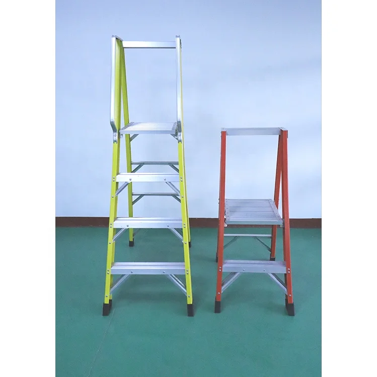 High Quality Work Platform 3 Step Up Ladder Stool frp Step Working Ladders with Safty Rail