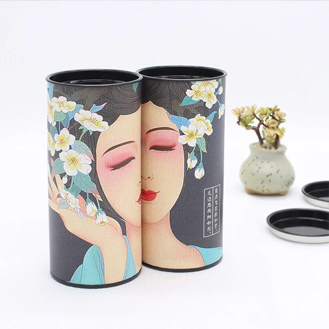 custom paper tube tea packaging metal eco friendly food grade powder tin lid paper tube with lip for food