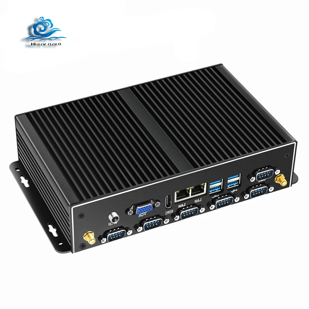  Безвентиляторный промышленный ПК компьютер J1900 Core i5 4200U i7 Win7 Win10 Ubuntu 2 Gigabit Ethernet Barebone Mini IPC 6 * RS232/485 8