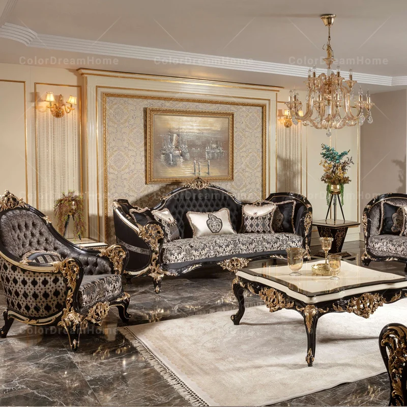 Luxury Antique French Living Room Sofa Set High Quality Home Furniture Set Of Sofas For Sale