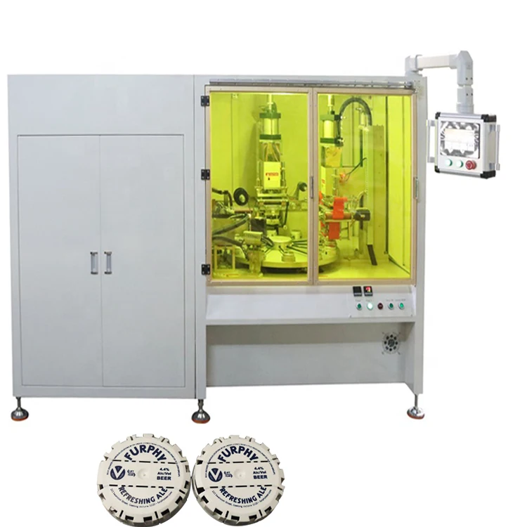 Automatic servo motor 2 color plastic aluminum bottle cap with hot foil stamping machine