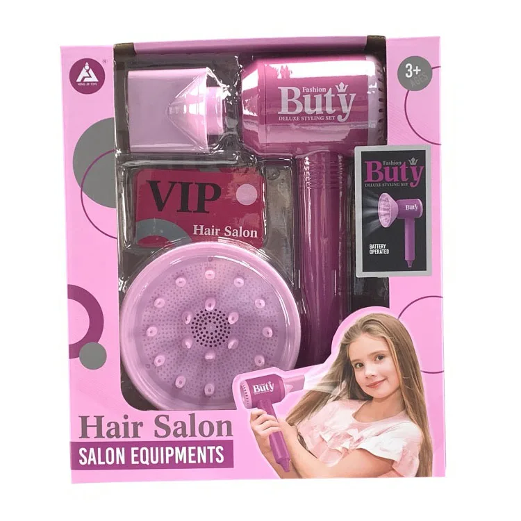Fashion Pretend Makeup Set Girls Beauty Salon Toy Kit Pretend Hair Styling Set for Girls with Blow Dryer Barber Accessories