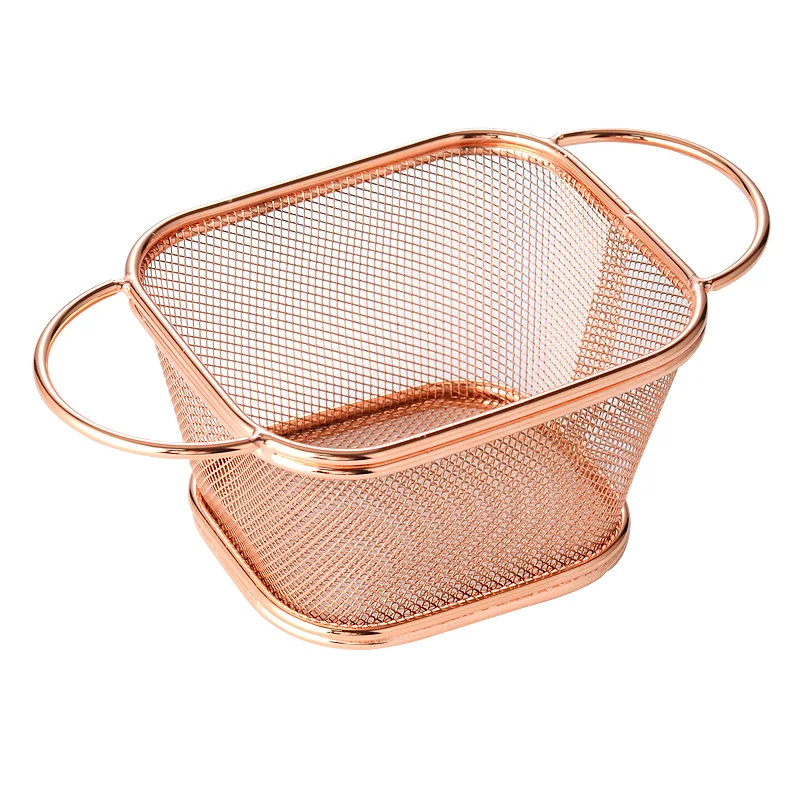 Fryer Basket Storage Snack Kitchen Restaurant Mini Gold Stainless Steel French Fries Serving Frying