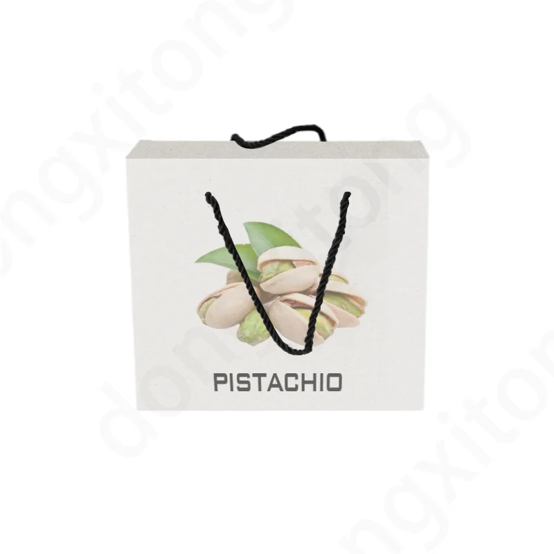 Recyclable Hard Rigid Cardboard Gift Box Corrugated Recycle Food Nut Packaging Rope Handle Clothes customised packaging boxes