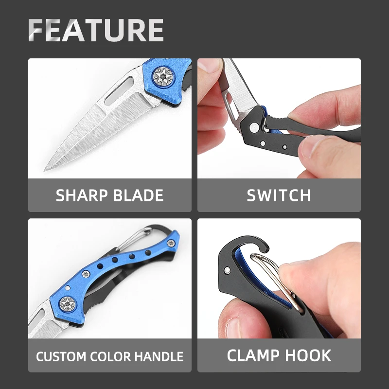 Wholesale outdoor camping survival folding mini pocket knife lightweight custom handle color tactical mini pocket knife