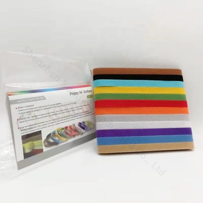 12 Multicolor Puppy Collars Adjustable Double Sided Hook Loop Reusable Comfortable Soft Fabric ID Bands for Dogs Pet Cat