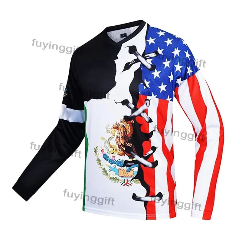 Custom Logo Full Printing Mexican Racing Jersey Motocross Shirts Off Road Quick Dry Mesh Men Motorcycle Jersey