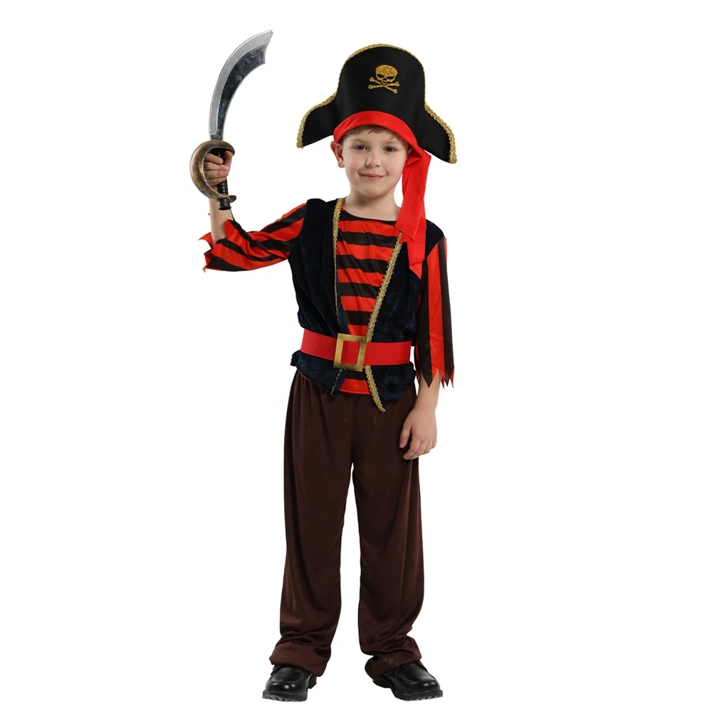 
Halloween Anime Cosplay Pirate Captain Jack Sparrow Carnival Kids Pirate Party Fancy Dress Boys Costumes With Hat And Eye Patch 