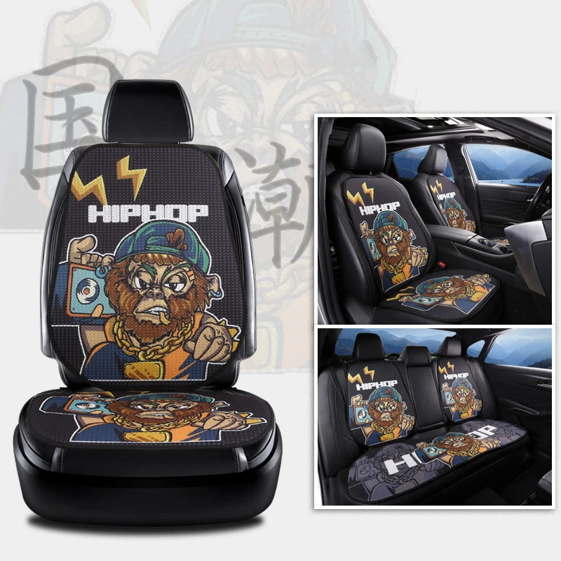 CNWAGNER Luxury Universal Leather linen Auto Chinese style Monkey King Car Seat Cover full