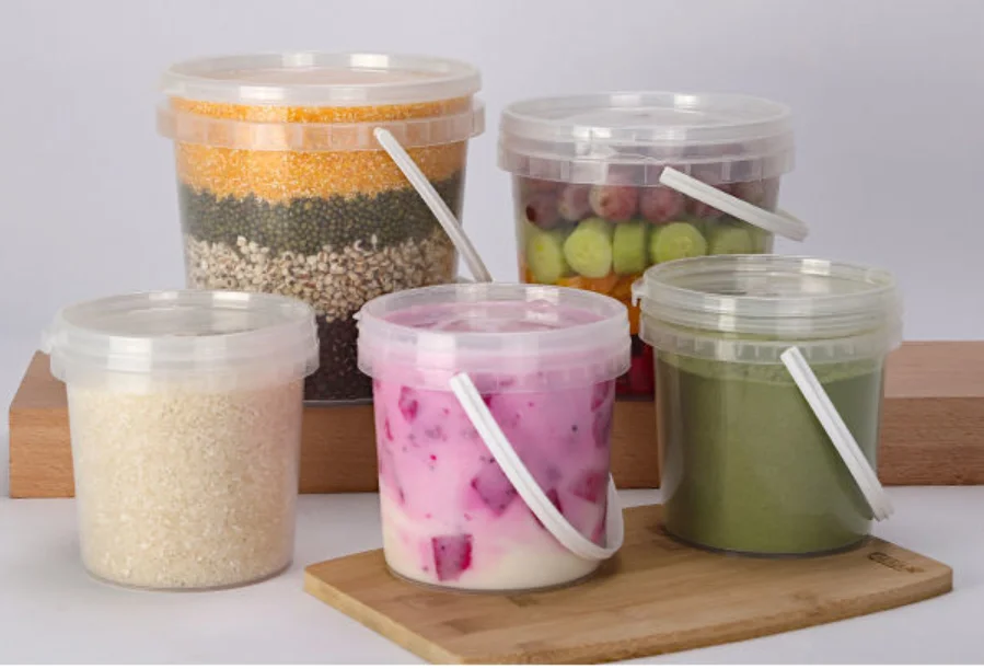 clear round shape PP food grade plastic barrel