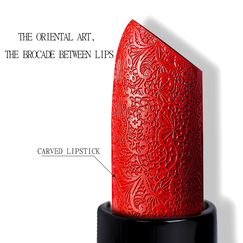 Factory In Stock Supply Six Color Creative Carved Lipstick Your Logo Lipstick Wholesale