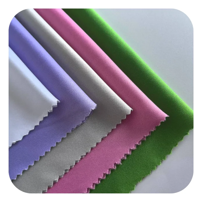 Мой трикотажный поставщик полиэстера 100% полиэфирная интерлок 75D/72F простая футболка ткань 140 г/м2 для спортивной одежды