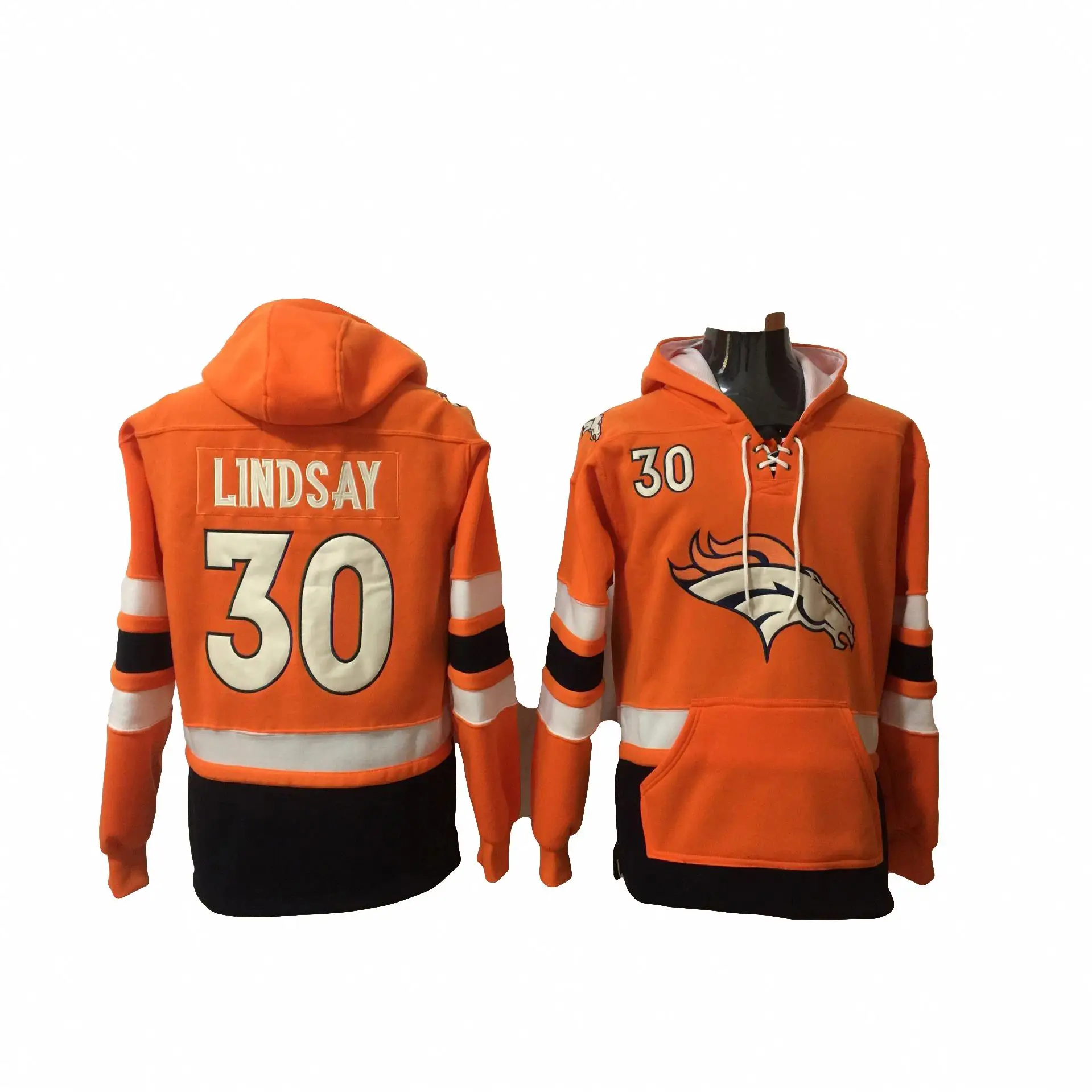 Высокое качество, Мужская Новинка 2021, JEUDY 10 HARRIS JR 25 SANDERS 10 MILLER 58 LINDSAY 30 ELWAY 7, толстовка с длинным рукавом, футбольный трикотаж