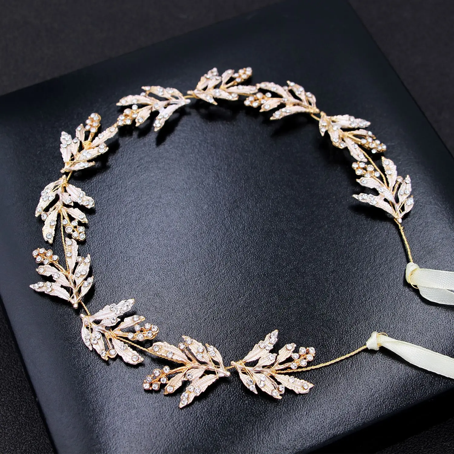 ML1209 Fashion Bridal Gold Leaves Headband Handmade Leaves Hairband Wedding Headdress
